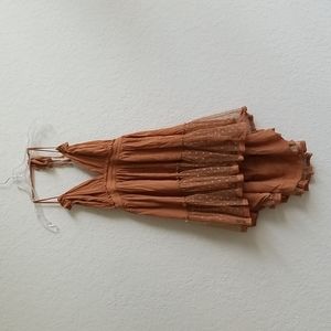 Adorable Tan Brown Mini Summer Dress Halter Neck SHEIN